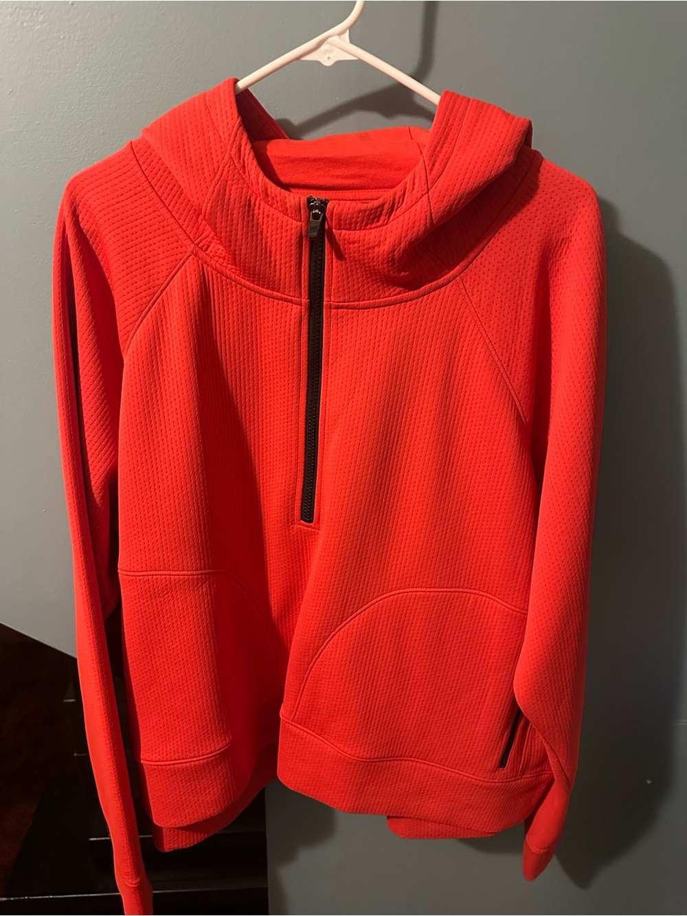 Red Women's Quarter-Zip Hooded Pullover Sweatshirt